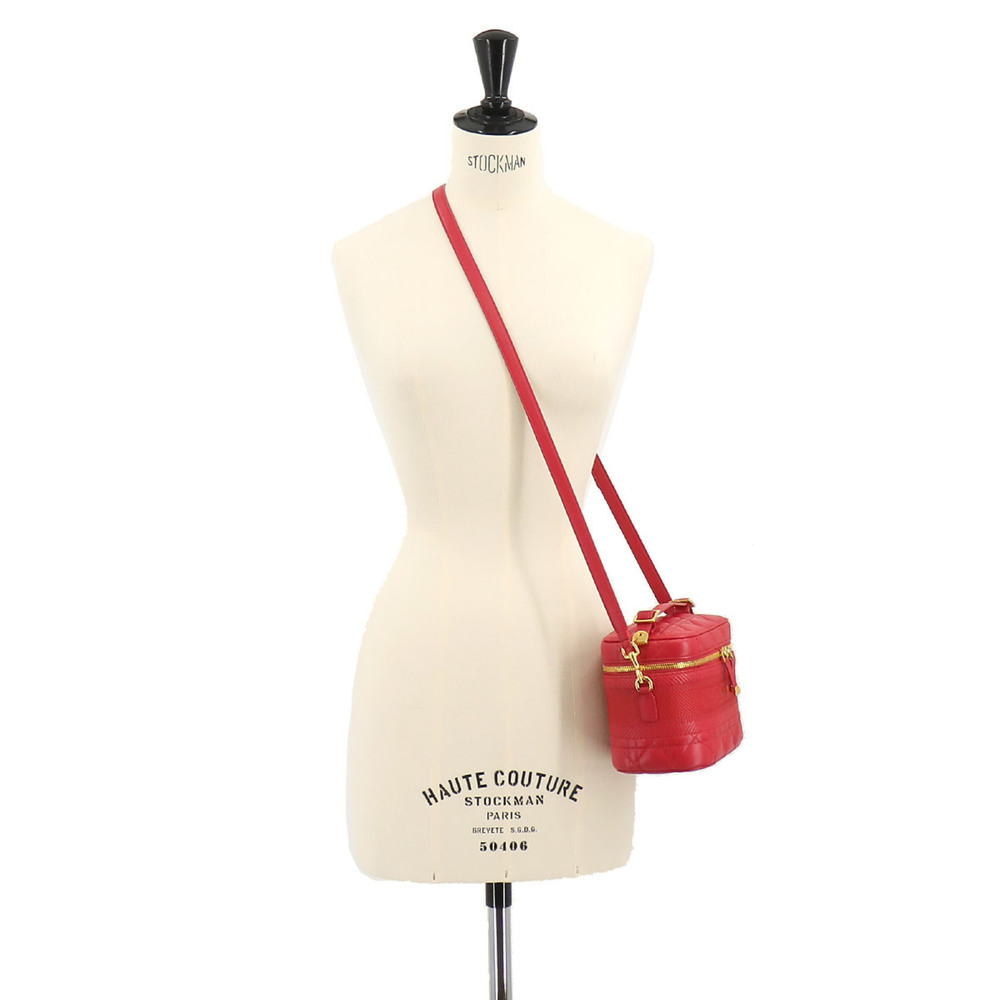 Christian Dior DIORTRAVEL Small Vanity 2way Hand Shoulder Bag Leather Red S54... - Picture 9 of 9